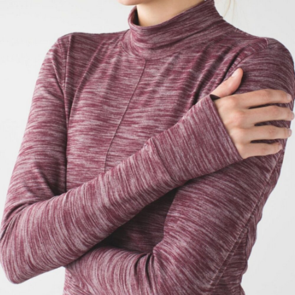 Lululemon &go Take-Off Long Sleeve, color: Heathered Bordeaux Drama, sz 8 - Picture 6 of 16